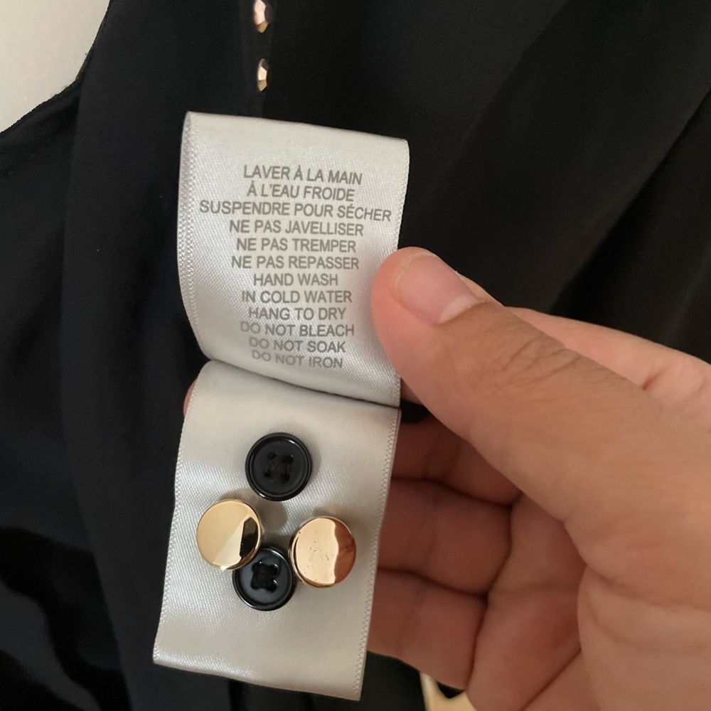 Twik Black Studded Long Sleeve Blouse Size PS with Extra Gold and Black Buttons - Picture 11 of 13